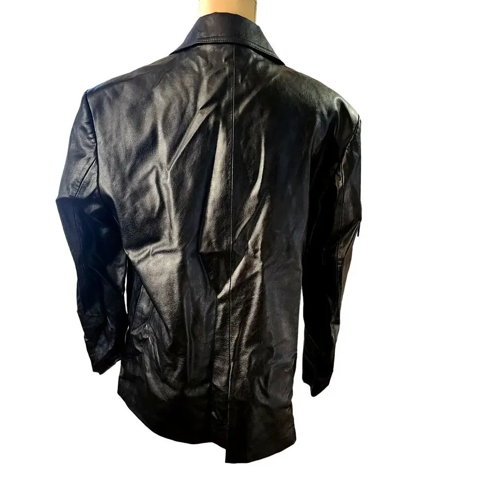 Zara Women's Black Oversized Faux Leather 2 Button Blazer Jacket Size Medium - Picture 5 of 7